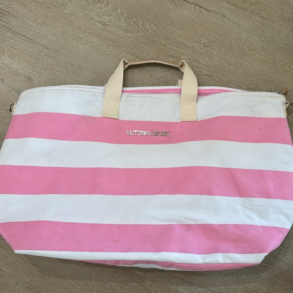 Victoria's Secret vintage Pink and White Striped Tote
